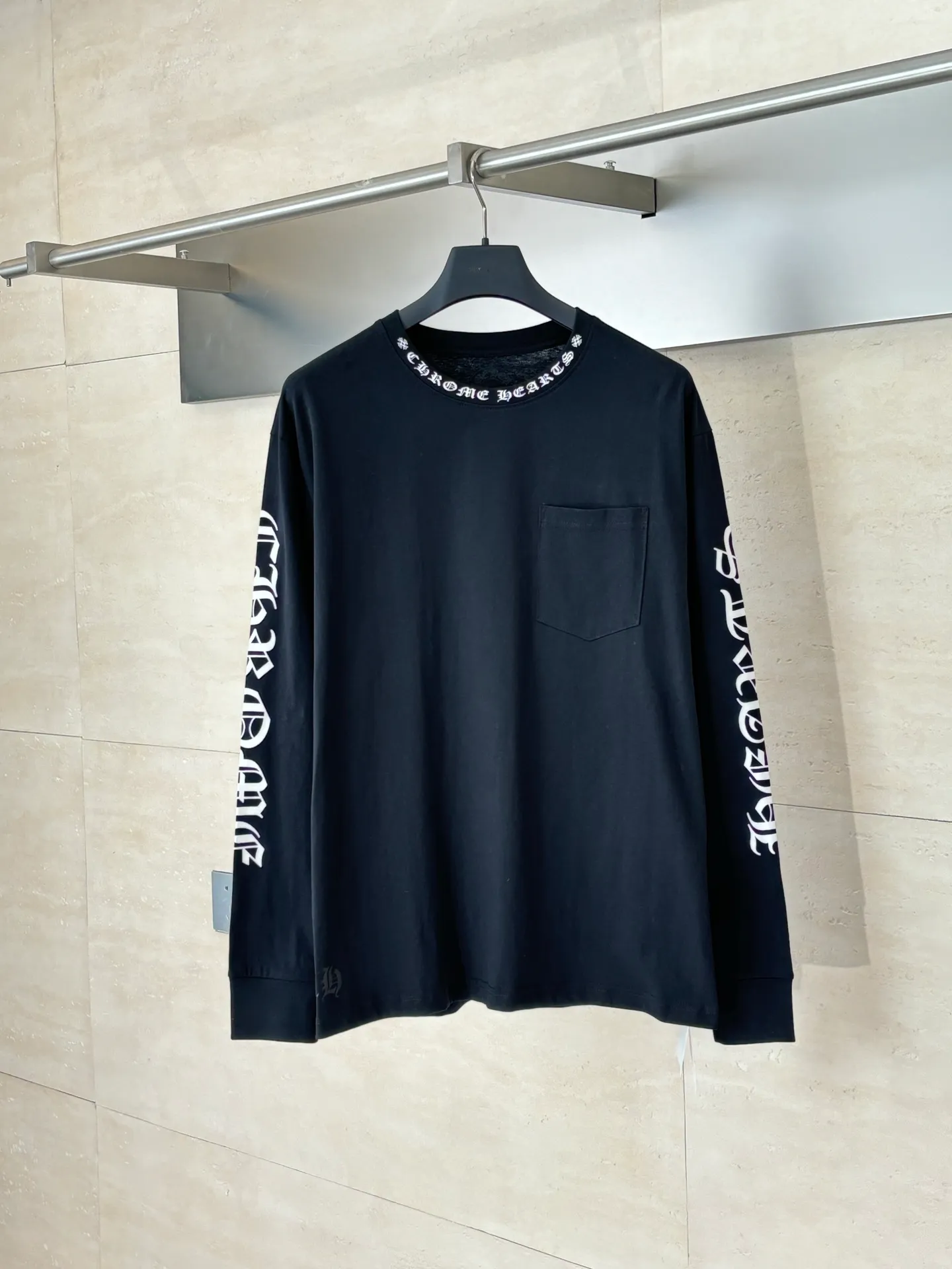 🅿️340 Chrome Heart*/Chrome Heart Sanskrit collar letter printed long-sleeved T-shirt Size: S/M/L